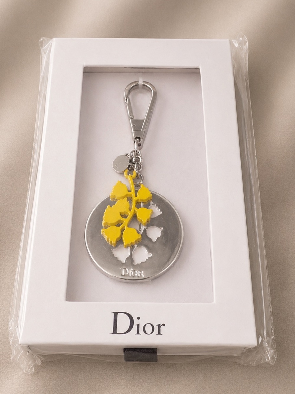 Rare Dior Porte Clés Abeille Lily of the Valley Key/ Bag Charm NEW w/Dior Box